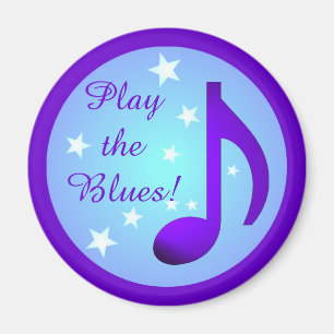 Aimant Jouez les Blues Purple Blue Note Circle Stars