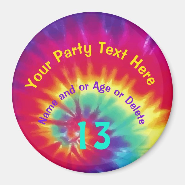 Aimant Jour d'anniversaire mignon Tie Dye Favorise avec v (Devant)
