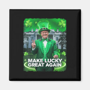 Aimant Jour de la Saint Patrick Trump Leprechaun Casquett