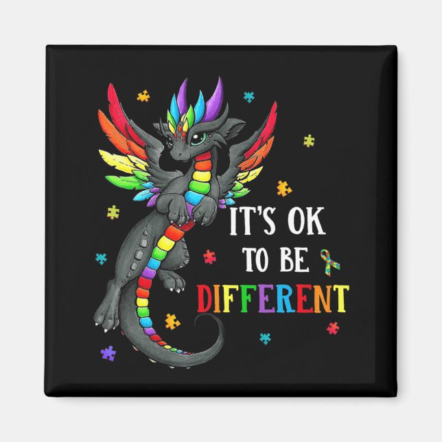Aimant Jour de la sensibilisation sur l'autisme Dragon Do (Devant)