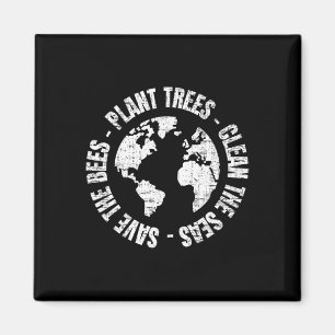Aimant Jour des terres Sauvez les abeilles Plantes Arbres