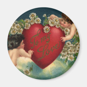 Aimant Jour des Valentines vintages Cherubs victoriens au