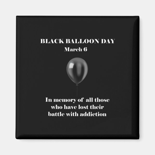 Aimant Jour du ballon noir Sensibilisation à la surdose (Devant)