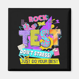Aimant Jour du test, Rockez le test Ne stressez pas, fait