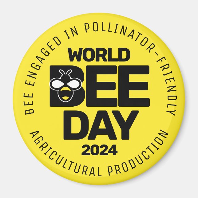Aimant Jour mondial de l'abeille Pollinateur noir jaune (Devant)