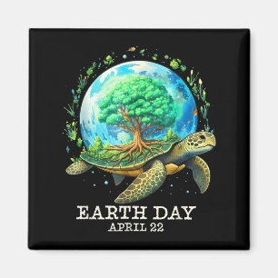 Aimant Journée de la Terre 2026 planète tortue marine amo