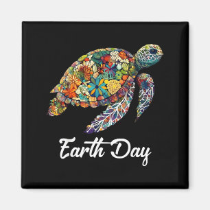Aimant Journée de la Terre Tortue de Mer Sauvez la Terre 