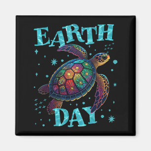 Aimant Journée de la Terre Tortue de Mer Sauvez La Terre