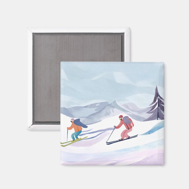 Aimant Journée de ski | Carte Waterton Winter Mountain (Recto/Verso)