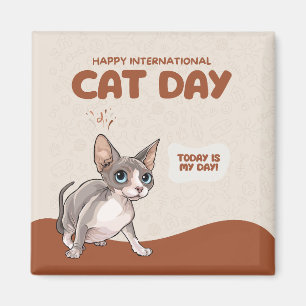 Aimant Journée internationale de chat célébration d'art S