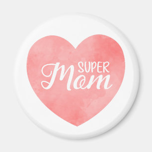 Aimant Journée internationale de la mère, coeur rose supe