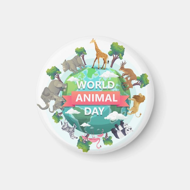 Aimant Journée mondiale des animaux (Devant)