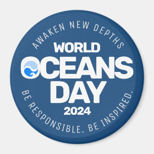 Aimant Journée mondiale des océans Bleu Stylisé Vagues de