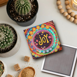 Aimant Joy Joy Joy Colorful Coeurs amusants Inspirivity