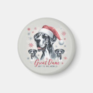 Aimant Joy to the World - Great Dane Christmas Holiday