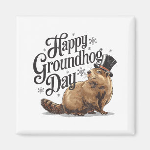 Aimant Joyeuse fête de la marmotte Costume de marmotte po