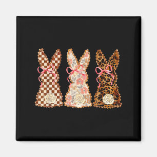 Aimant Joyeuse fête de Pâques Trois Lapins Patchwork Drôl