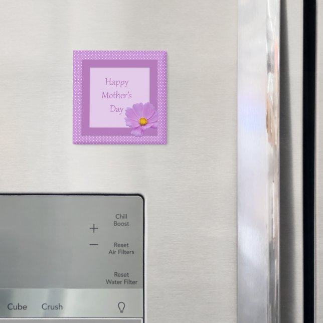 Aimant Joyeuse fête des mères avec Fleur violette claire (In situ (réfrigérateur))
