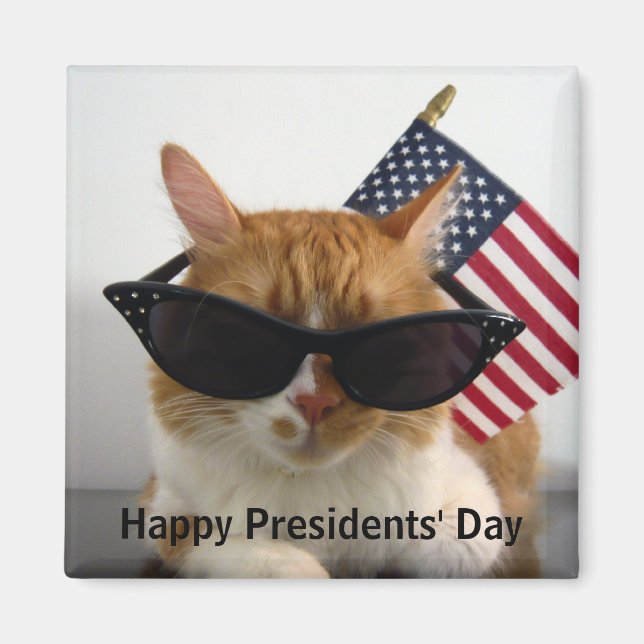 Aimant Joyeuse fête des Présidents Magnétophone Chat Cool (Devant)