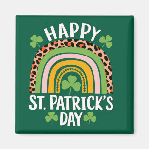 Aimant Joyeuse Fête Saint Patrick Arc-en-ciel Trèfle