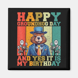 Aimant Joyeuse journée de la marmotte 2025 Amoureux drôle