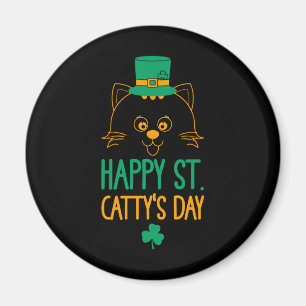 Aimant Joyeuse Saint-Catty's Day - Cute Cat Leprechaun