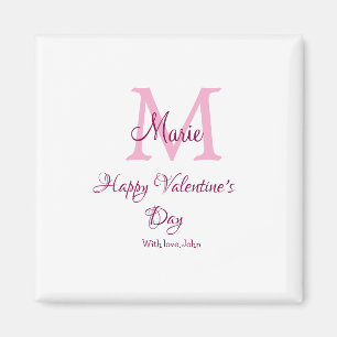 Aimant Joyeuse Saint-Valentin monogramme rose nom amour f