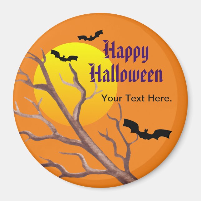 Aimant Joyeuses chauves-souris d'Halloween et la lune (Devant)