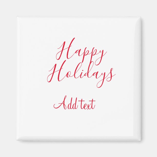 Aimant Joyeuses fêtes Noël calligraphie rouge simple mi (Devant)