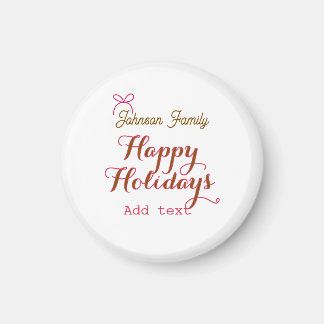 Aimant Joyeuses fêtes ruban rose doré nom de famille nom