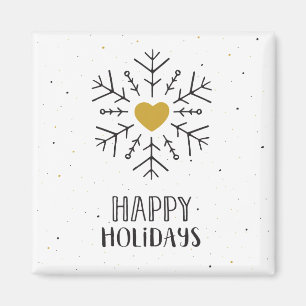 Aimant Joyeuses vacances Flocon de neige Coeur Hiver Art 