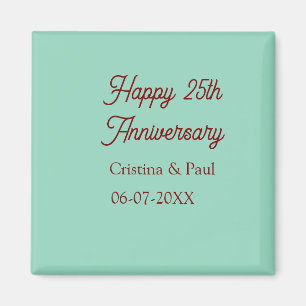 Aimant Joyeux 25e anniversaire vert mauve pastel boho rét