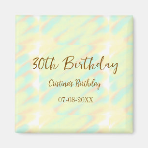 Aimant Joyeux 30e anniversaire jaune orange aquarelle mod