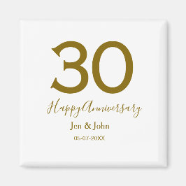 Aimant Joyeux 30e anniversaire nom date golden bold lette