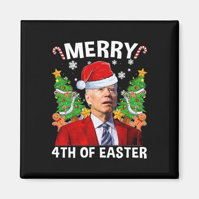 Aimant Joyeux 4 ème de Pâques Drôle Biden Vilain Noël Swe (Devant)