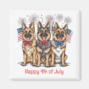 Aimant Joyeux 4 juillet Chiens Bergers Allemands