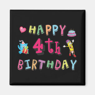 Aimant Joyeux 4ème anniversaire. 4 ans d'anniversaire.