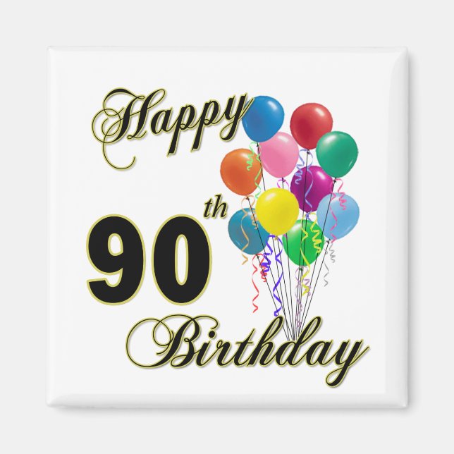 Aimant Joyeux 90e anniversaire cadeaux et vêtements d'ann (Devant)