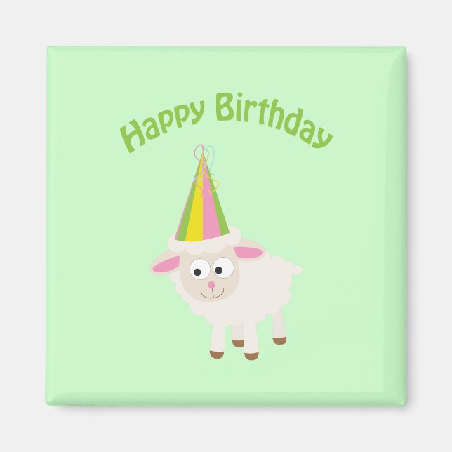 Aimant Joyeux anniversaire agneau (Devant)