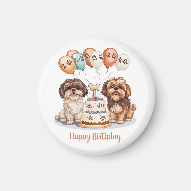 Aimant Joyeux anniversaire Chih Tzu Chiens Anniversaire G (Devant)
