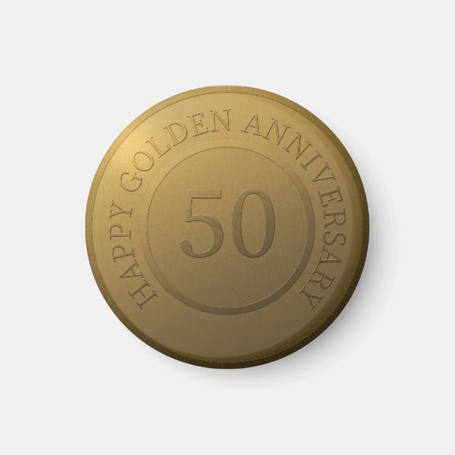 Aimant Joyeux anniversaire de mariage d'or (Devant)