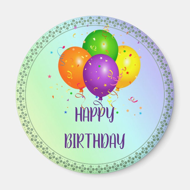 Aimant Joyeux anniversaire, design populaire, (Devant)