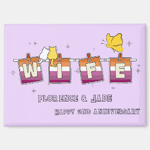 Aimant Joyeux Anniversaire Drapeau Lesbien Coucher