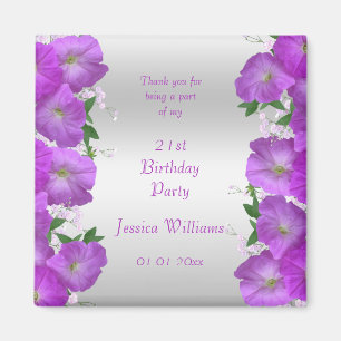 Aimant Joyeux Anniversaire Fleurs de Pétunias Élégantes e
