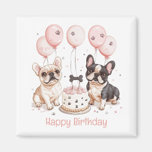 Aimant Joyeux Anniversaire Français Bulldogs Anniversaire