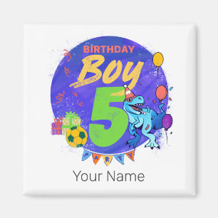 Aimant Joyeux anniversaire garçon 5e anniversaire Dinosau