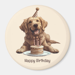 Aimant Joyeux Anniversaire Golden Retriever Chien