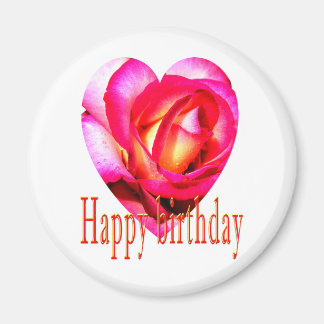 Aimant Joyeux anniversaire jaune rouge rose coeur
