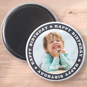 Aimant Joyeux anniversaire Simple moderne photo personnal