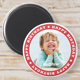 Aimant Joyeux anniversaire Simple moderne photo personnal